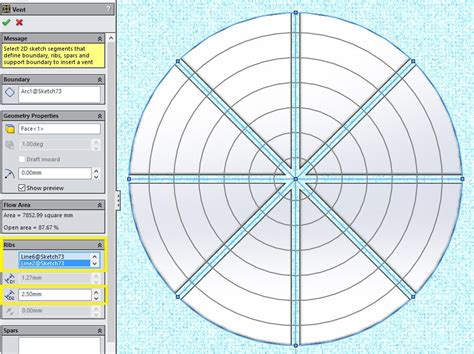 solidworks vent properties